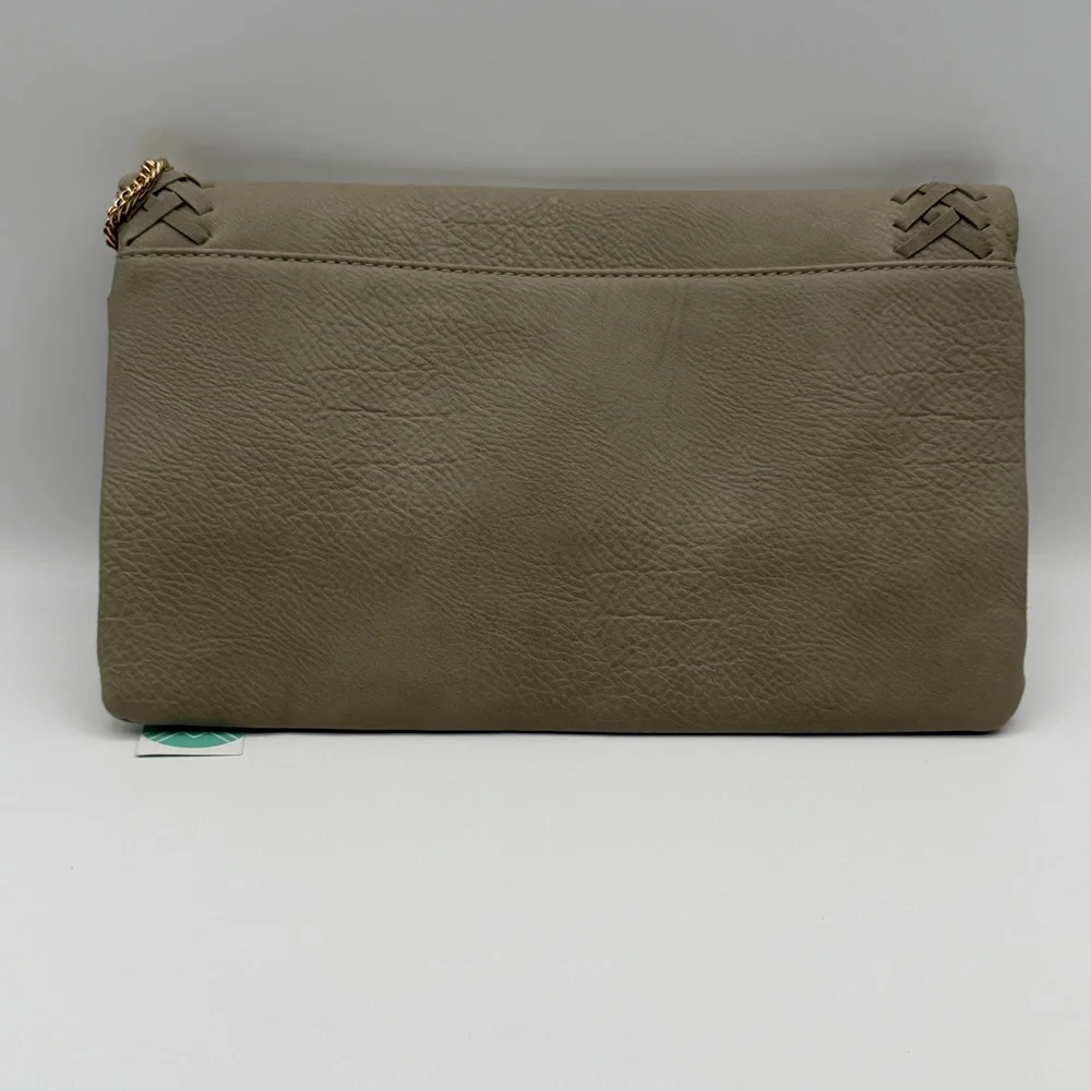 Octavia Palermo Stitch‎ Detail Clutch Crossbody Light Grey Gold Tassel NWT